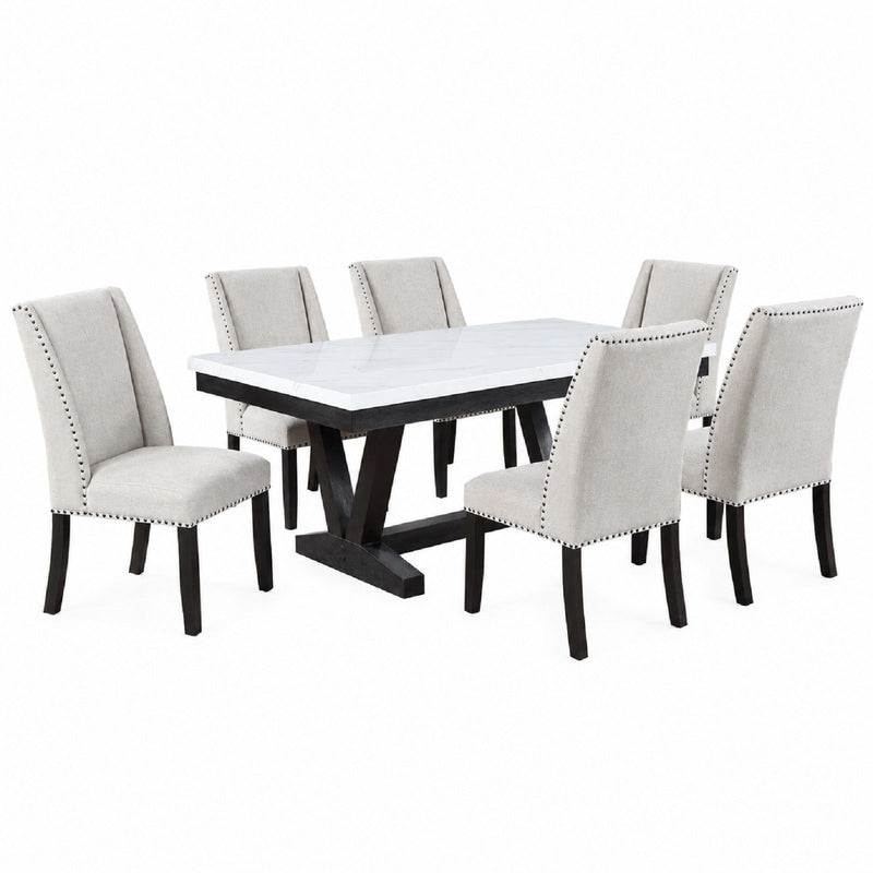 Dining Set With Upholstered Wing Back Chairs