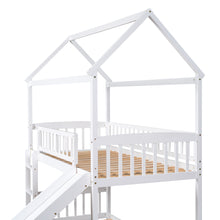 Load image into Gallery viewer, Twin Over Twin Bunk Bed with Slide, House Bed with Slide, White(OLD SKU: LT000213AAK)
