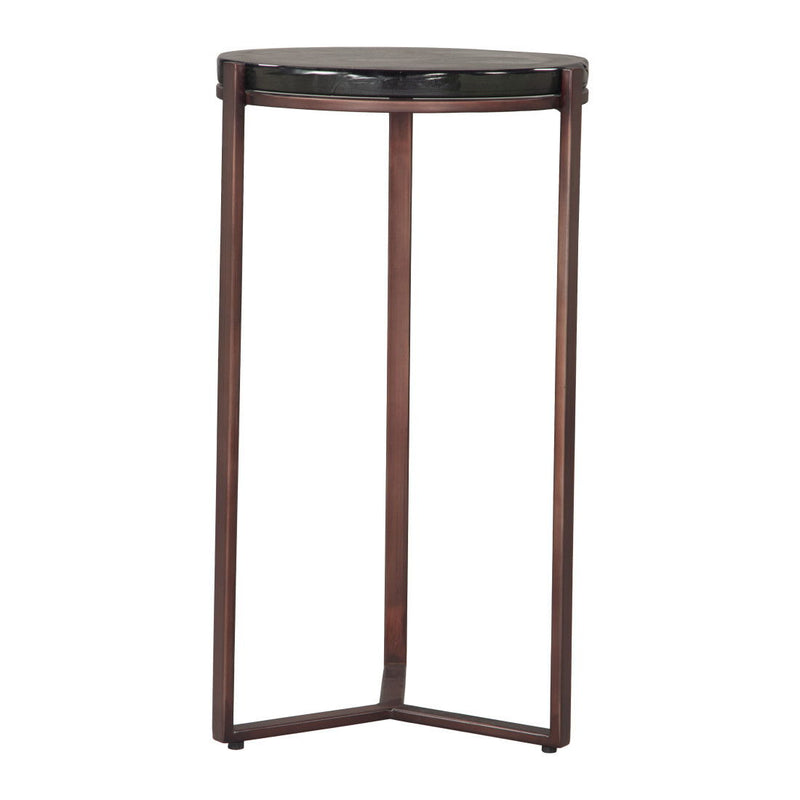 22" Modern Iron Pedestal End Table - Bronze