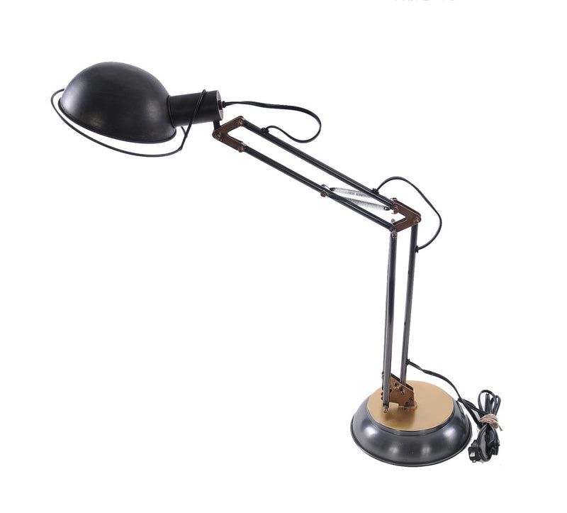 Metal Desk Table Lamp With Black Bowl Shade - Black