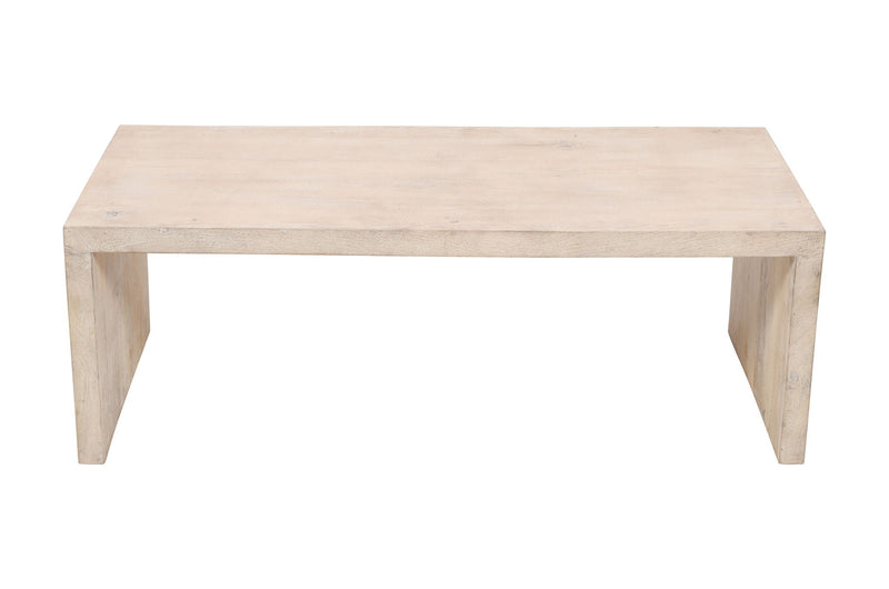 3 Piece Solid Wood Distressed Sled Coffee And End Tables Set - Natural