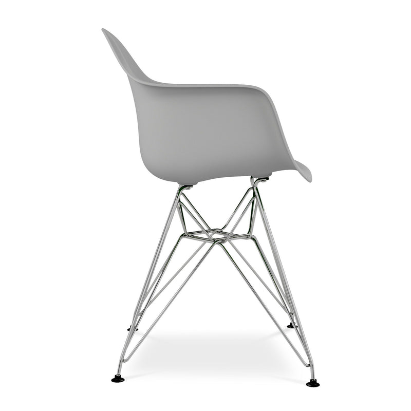 Heavy Duty Plastic Dining Arm Chair - Gray