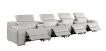 Load image into Gallery viewer, 169" Italian Leather Reclining USB Sofa - Light Gray
