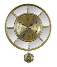 Load image into Gallery viewer, Mirrored Silent Pendulum Ornate Round Wall Clock - Gold / Silver
