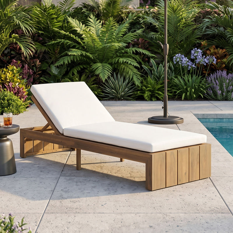 Adjustable Outdoor Chaise Lounge Patio Recliner With Removable Cushion