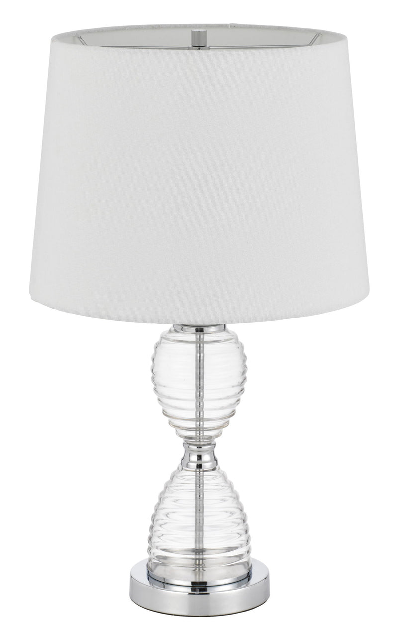 24" Metal Table Lamp With Empire Shade - Clear White