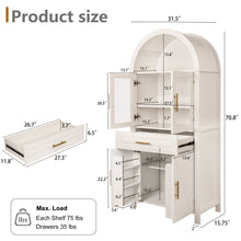 Load image into Gallery viewer, Arched Kitchen Pantry Cabinet With Adjustable Shelves &amp; Barn Door Design
