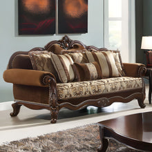 Load image into Gallery viewer, Velvet Floral Sofa And Toss Pillows With Espresso Legs - Oak
