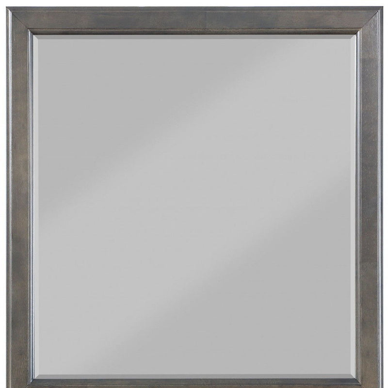 38" Square Wood Framed Accent Mirror - Gray