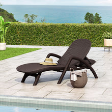 Load image into Gallery viewer, Polypropylene Resin Chaise Lounge With Hand Crafted Details - Dark Brown
