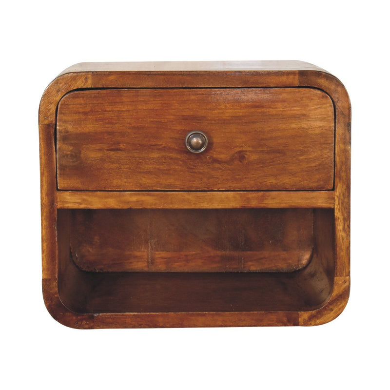 12" Solid Wood One Drawer Floating Nightstand - Chestnut