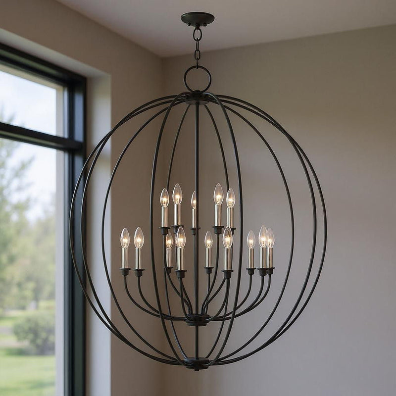 48" Multi Light Dimmable Chandelier With Shades - Black