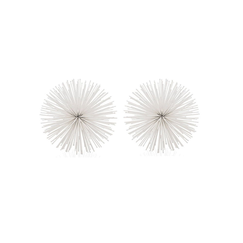 Decorative Spiky Sphere Tabletop Sculpture (Set of 2) - White