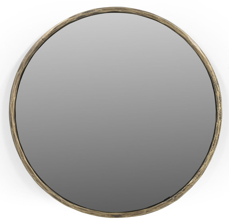 30" Round Iron Framed Accent Mirror - Brass