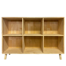 Load image into Gallery viewer, 6 Cube Storage Shelf, Freestanding Open Bookcase With Legs Cubby Organizer For Living Room - Natural Wood

