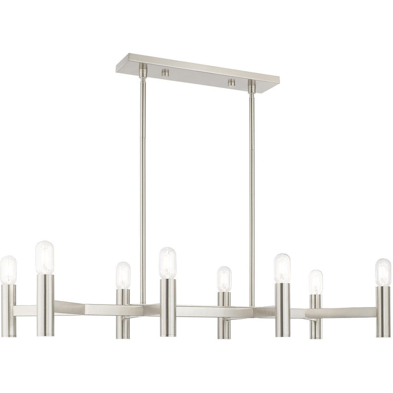 18" Eight Light Dimmable Chandelier With Shades - Nickel