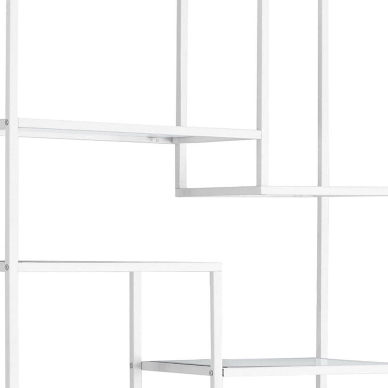 Nine Tier Etagere Bookcase - White / Clear