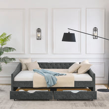 Load image into Gallery viewer, Upholstered Tufted Daybed With Drawers, Waved Arms
