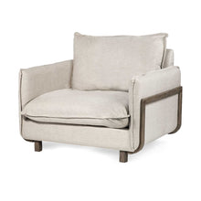 Load image into Gallery viewer, Linen Arm Chair - Cream And Wood Brown
