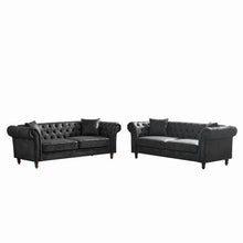 Load image into Gallery viewer, Chesterfield 3 And 3 Seater Sofa Set High Tech Fabric Roll Armrest Upholstered Couch
