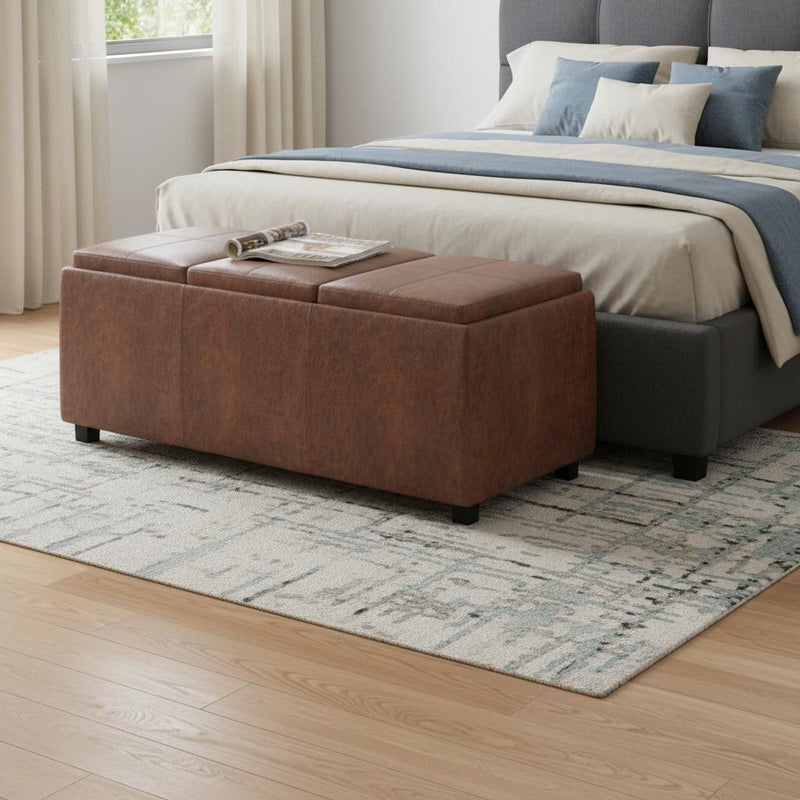 Upholstery Storage Ottoman - Brown / Dark Brown
