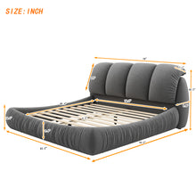 Load image into Gallery viewer, King Size Luxury Upholstered Bed with Thick Headboard, Velvet King Bed with Oversized Padded Backrest, Gray(Expect Arrive date 2024/3/15)
