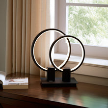 Load image into Gallery viewer, 15" Metal Two Light Mod Round Circle LED Table Lamp - Black
