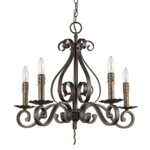 Load image into Gallery viewer, Candle Style Five Light Metal Dimmable Chandelier - Brown
