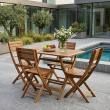Load image into Gallery viewer, Natural 5 Piece Wood Outdoor Patio Dining Set - Natural Stained
