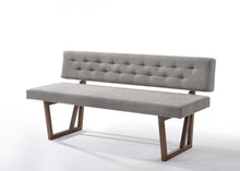 Load image into Gallery viewer, 63" Gray and Brown Upholstered Linen Blend Dining Bench
