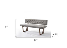 Load image into Gallery viewer, 63" Gray and Brown Upholstered Linen Blend Dining Bench
