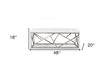 Load image into Gallery viewer, 48" White and Silver Tufted Faux Leather Upholstered Bench
