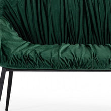 Load image into Gallery viewer, 56" Green and Black Velvet Upholstered Dining Bench
