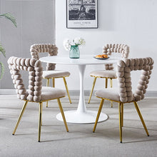 Load image into Gallery viewer, Modern Chair With Iron Tube Legs, Soft Cushions And Comfortable Backrest, Suitable For Dining Room, Living Room, Cafe, Hairball Back
