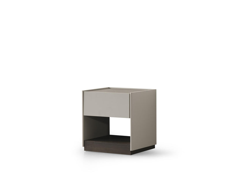 Wood One Drawer Nightstand - Light Gray And Walnut