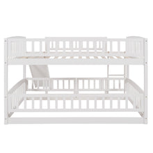 Load image into Gallery viewer, Bunk Bed with Slide,Full Over Full Low Bunk Bed with Fence and Ladder for Toddler Kids Teens White
