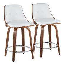 Load image into Gallery viewer, Gianna - Mid-Century Modern Fixed Height Stool With Swivel With Round Footrest (Set of 2)
