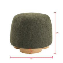Load image into Gallery viewer, Round Soft Teddy Fabric Upholstered Ottoman With Metal Accents
