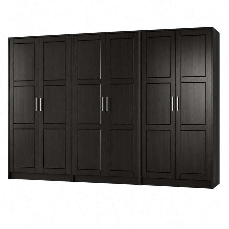 Solid Wood Six Door Combo Dresser - Gray