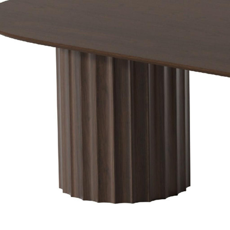 86" Wood Double Pedestal Base Oval Dining Table - Walnut / Dark Brown