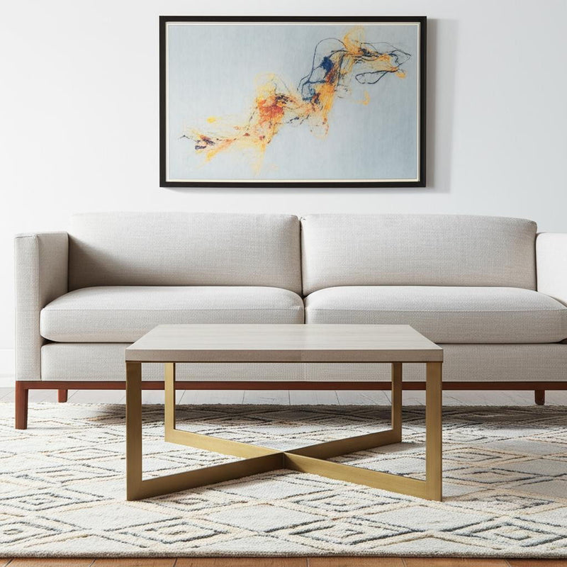 Metal Square Coffee Table - Beige