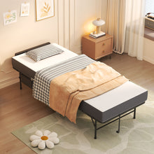 Load image into Gallery viewer, Twin Folding Bed With Adjustable Headboard &amp; Memory Foam, Space Saving Rollaway Guest For Tall People, Portable On Wheels, Easy Assembly - Black
