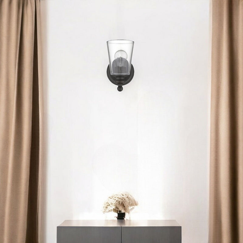 One Light Glass Shade Wall Sconce - Antique Bronze