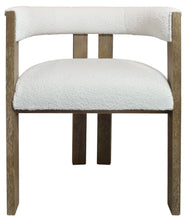 Load image into Gallery viewer, Upholstered Boucle Open Back Dining Arm Chair - Ivory
