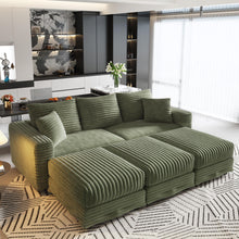 Load image into Gallery viewer, Convertible Deep Seat Sofa With Soft Pillows And Ottomans
