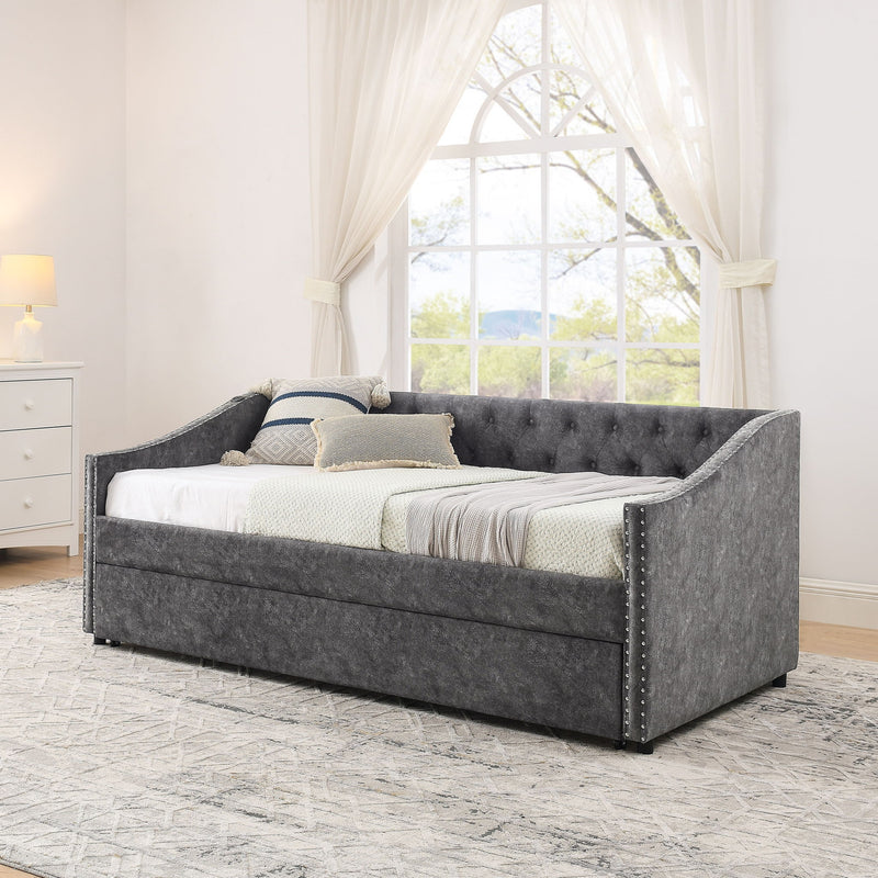 Upholstered Daybed With USB Charging & Pull Out Bed
