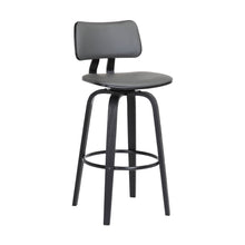 Load image into Gallery viewer, 26" Faux Leather Swivel Low Back Counter Height Bar Chair - Gray And Black
