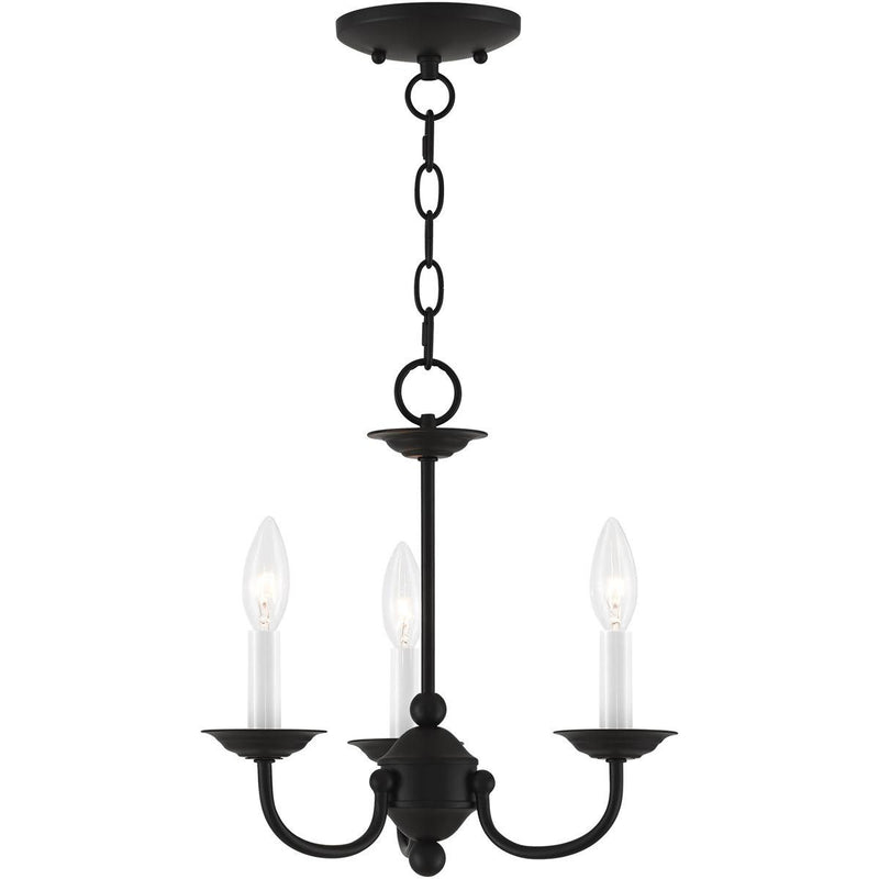 14" Three Light Dimmable Chandelier With Shades - Black
