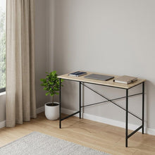 Load image into Gallery viewer, 48" Natural and Black Wood and Aluminum Computer Desk
