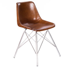 Load image into Gallery viewer, Faux Leather Side Chair - Brown / Silver
